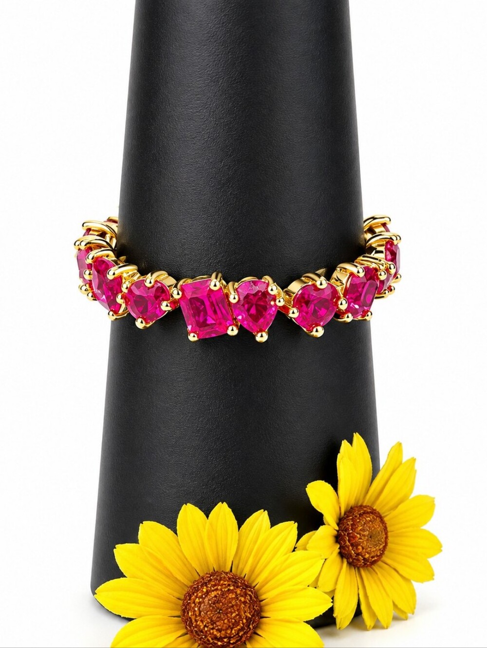 Bomb Party Lab Created Ruby Gold Gold Plated Gemstone Eternity Ring – Size 9